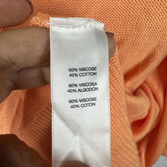 Chico’s Open Cardigan Sweater Sz 3 (XL/16) Orange Lightweight Pocket Tab Sleeves - Picture 9 of 13